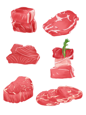 红白相间卡通肉块与钟表 创意矢量设计模板解析